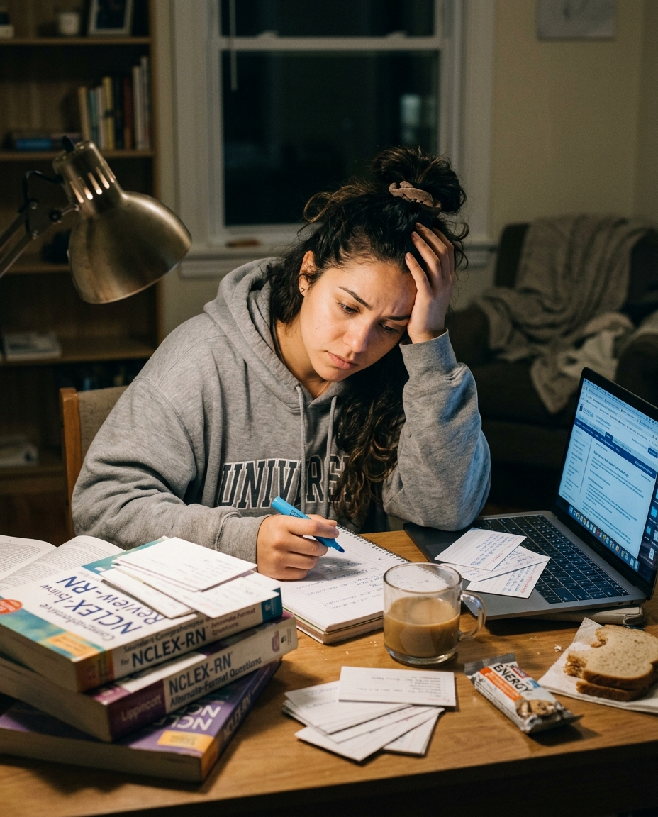 Student studying late