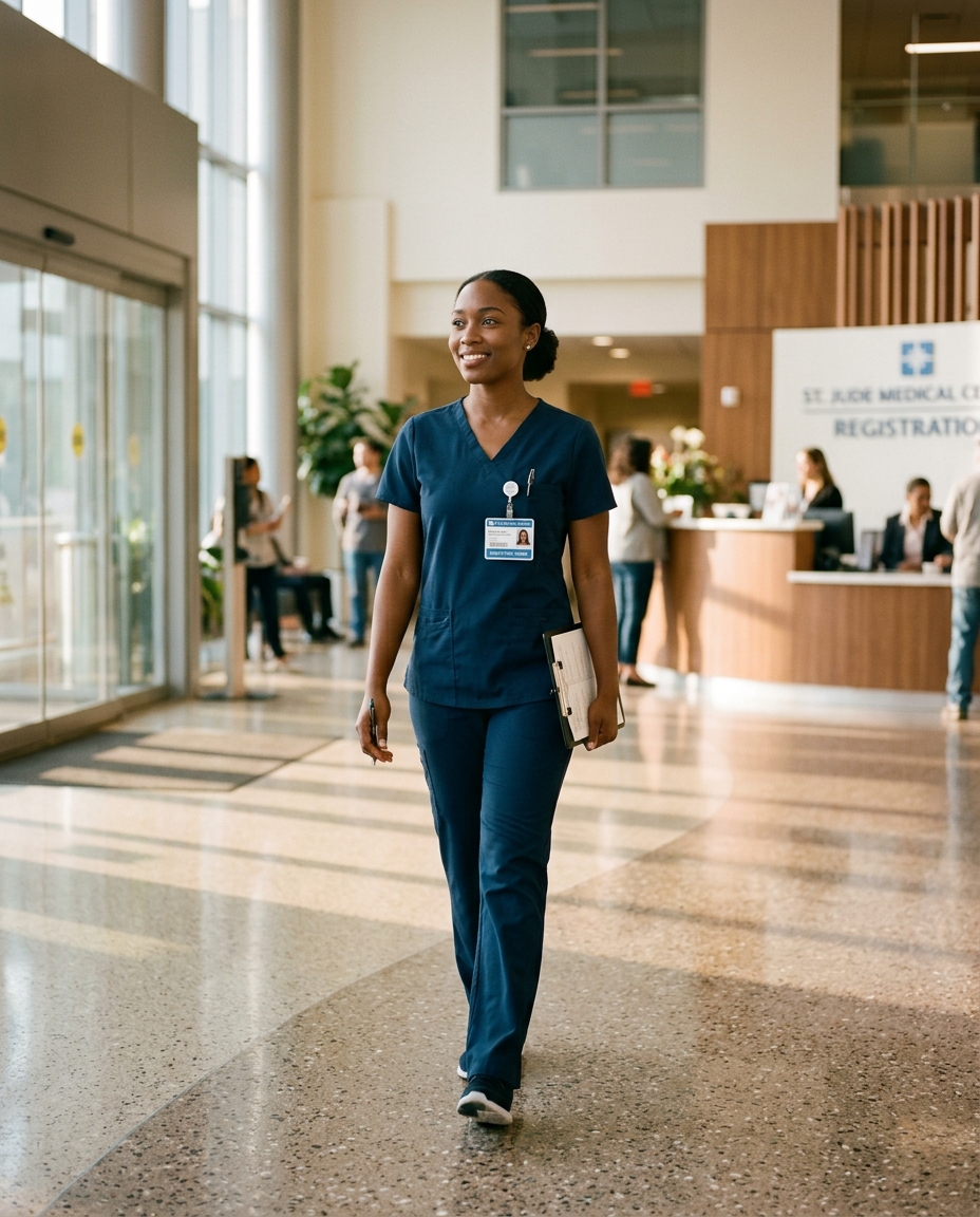 New nurse smiling on first day