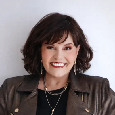 Warm smile in a bronze jacket